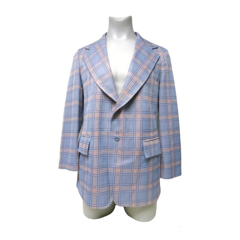 70s Lenox Royal Collection light colored plaid jacket . fits M - L